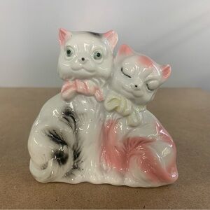 Vintage Hand Painted Ceramic Cat Couple Figurine
